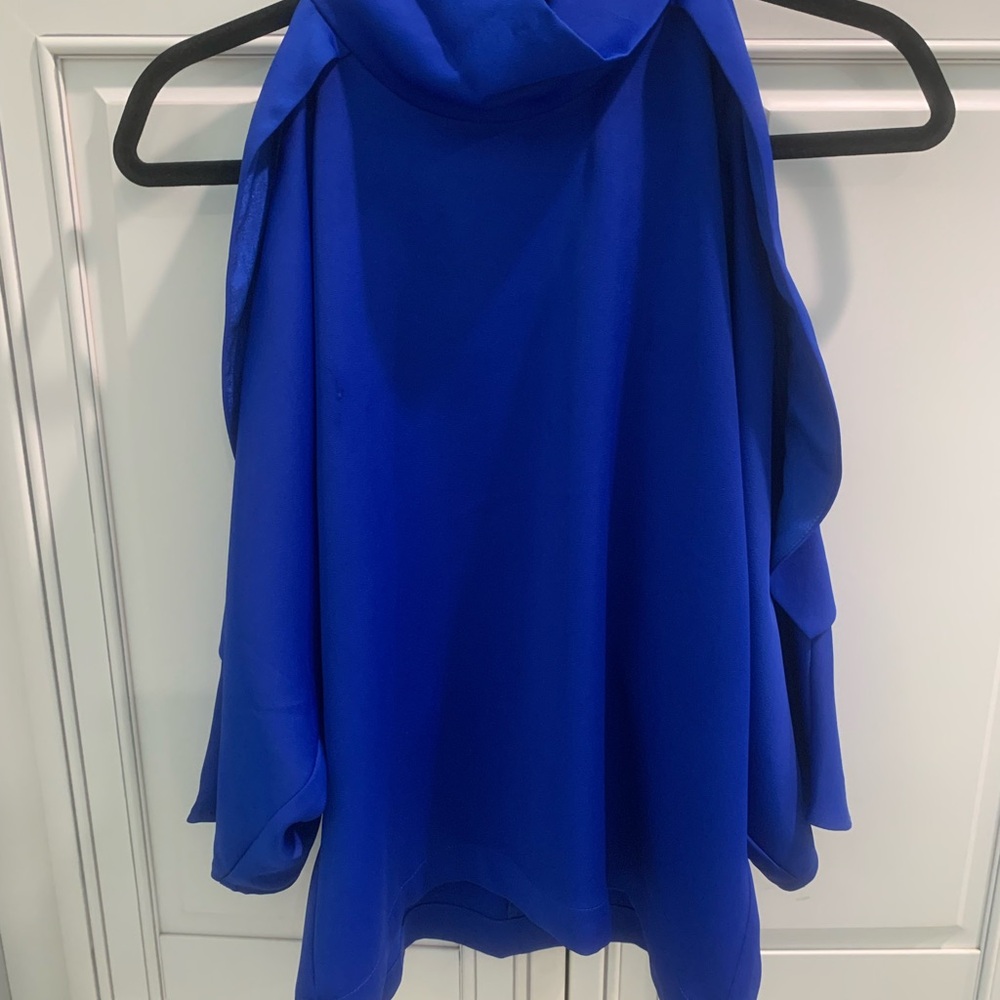 Gracia Blue Open Shoulder Blouse